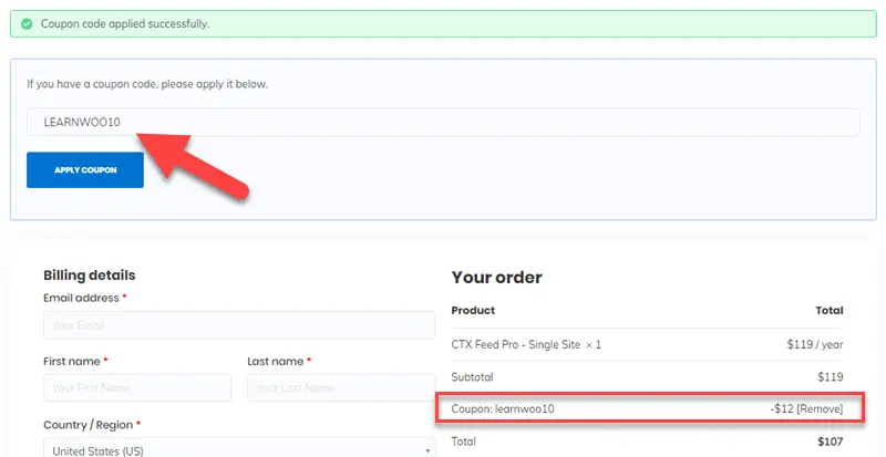 CTX Feed Pro Coupon Applied