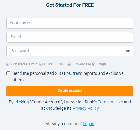 eRank Signup