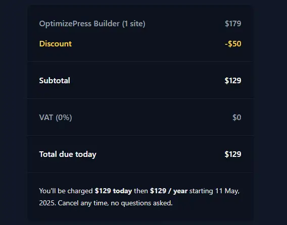 OptimizePress Coupon Applied