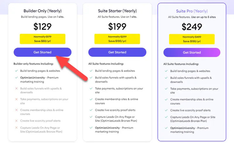 OptimizePress Pricing