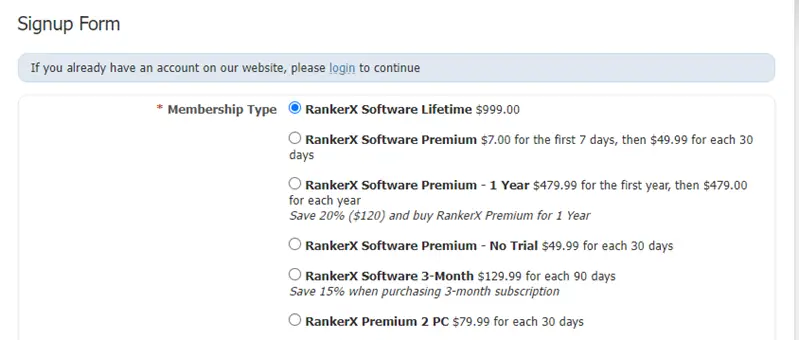 RankerX Pricing