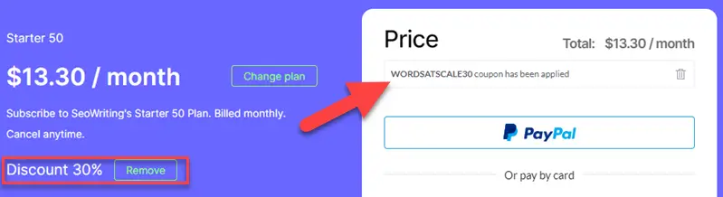 SEOWriting.ai Coupon Applied