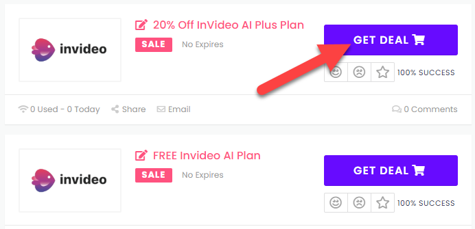 InVideo Coupons